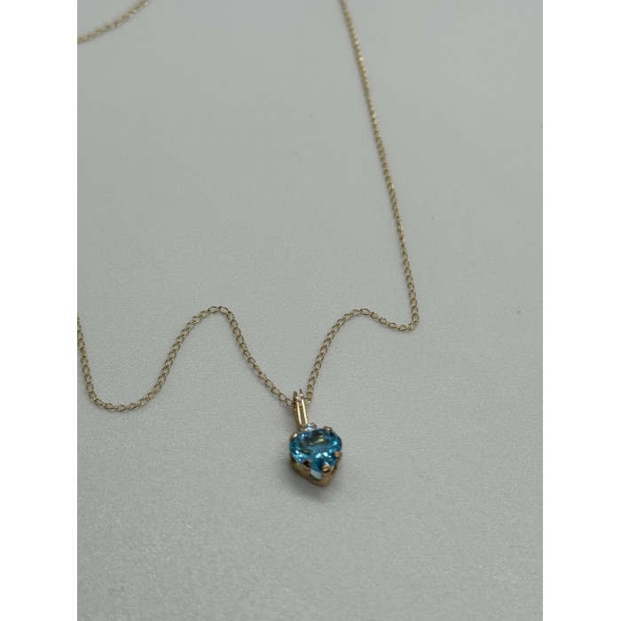 10K YELLOW GOLD NECKLACE TOPAZ & DIAMOND HEART