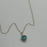 10K Yellow Gold Necklace Topaz & Diamond Heart
