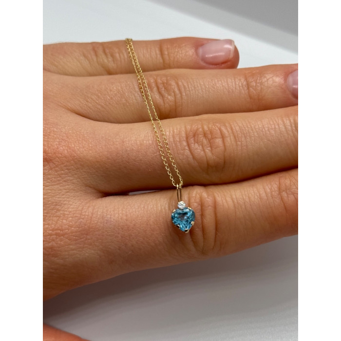 10K YELLOW GOLD NECKLACE TOPAZ & DIAMOND HEART