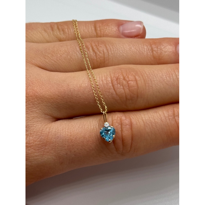 10K YELLOW GOLD NECKLACE TOPAZ & DIAMOND HEART