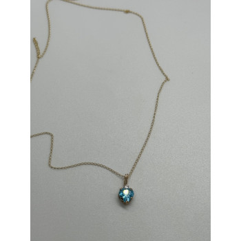 10K YELLOW GOLD NECKLACE TOPAZ & DIAMOND HEART