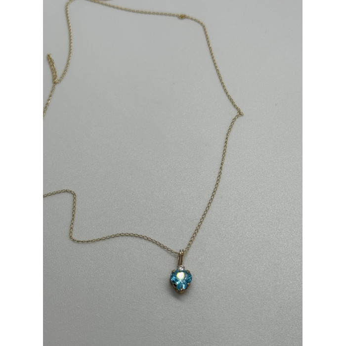 10K YELLOW GOLD NECKLACE TOPAZ & DIAMOND HEART