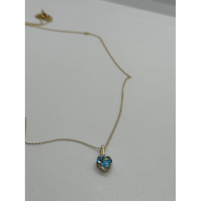 10K YELLOW GOLD NECKLACE TOPAZ & DIAMOND HEART