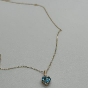 10K Yellow Gold Necklace Topaz & Diamond Heart