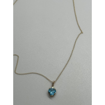 10K YELLOW GOLD NECKLACE TOPAZ & DIAMOND HEART
