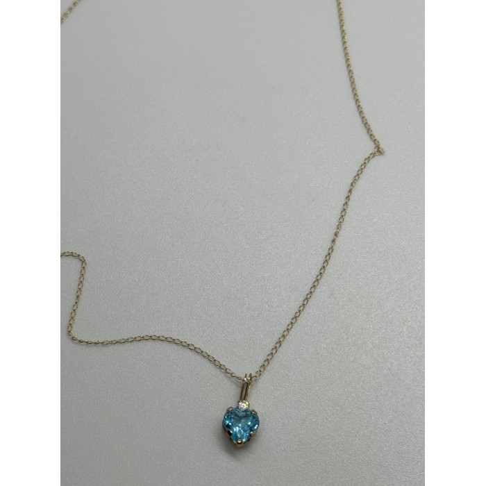 10K YELLOW GOLD NECKLACE TOPAZ & DIAMOND HEART