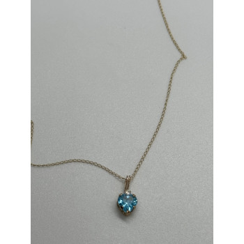 10K YELLOW GOLD NECKLACE TOPAZ & DIAMOND HEART