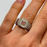 925 Sterling Silver Morganite & Goshenite Ring Size 7