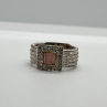 925 Sterling Silver Morganite & Goshenite Ring Size 7