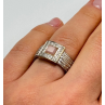 925 Sterling Silver Morganite & Goshenite Ring Size 7