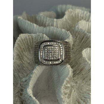 Men's 925 Sterling Silver CZ Ring Size 12