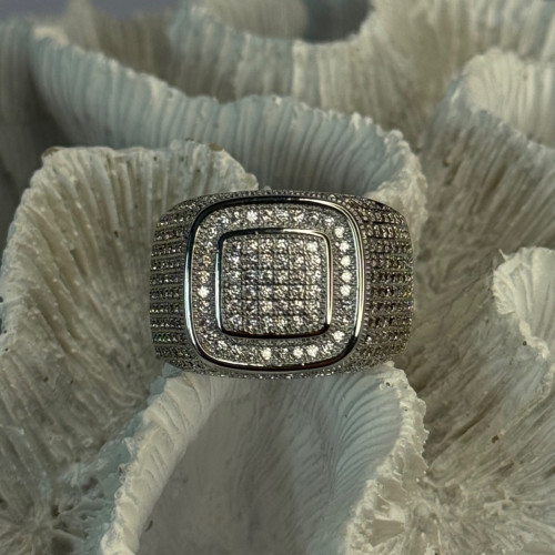 Men'S 925 Sterling Silver CZ Ring Size 12