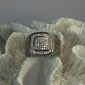 Men'S 925 Sterling Silver CZ Ring Size 12