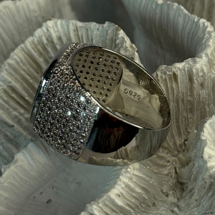Men'S 925 Sterling Silver CZ Ring Size 12