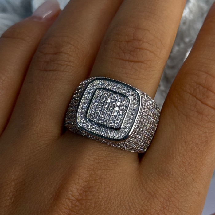 Men'S 925 Sterling Silver CZ Ring Size 12