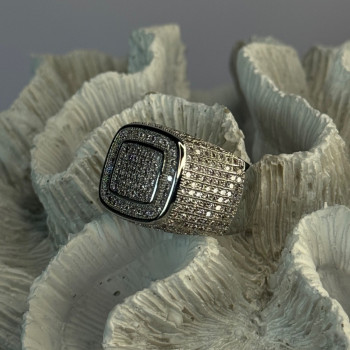 Men'S 925 Sterling Silver CZ Ring Size 12