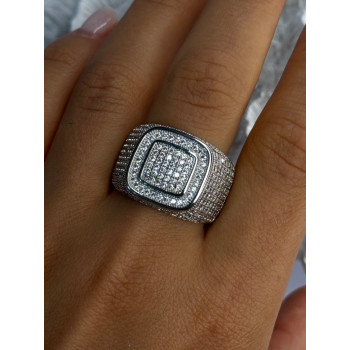 Men's 925 Sterling Silver CZ Ring Size 12