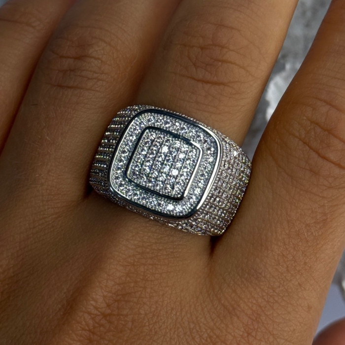 Men'S 925 Sterling Silver CZ Ring Size 12