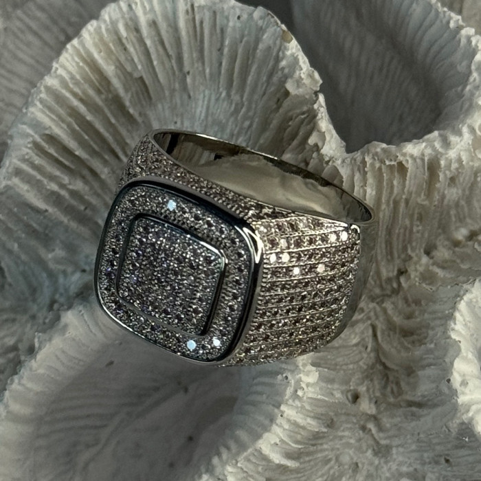 Men'S 925 Sterling Silver CZ Ring Size 12