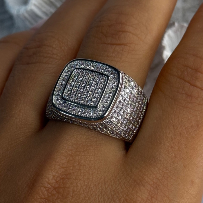 Men'S 925 Sterling Silver CZ Ring Size 12