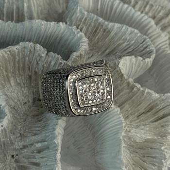 Men'S 925 Sterling Silver CZ Ring Size 12