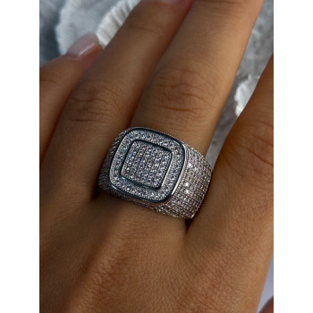 Men's 925 Sterling Silver CZ Ring Size 12