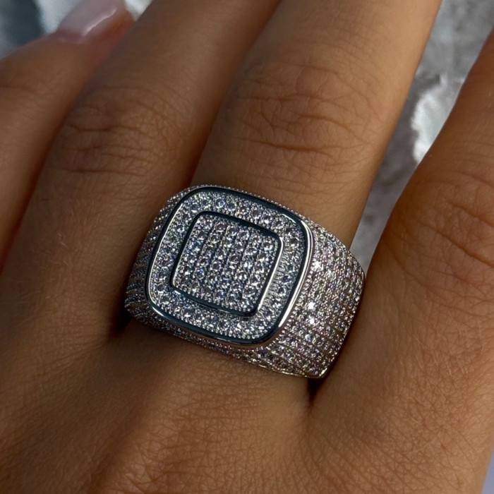 Men'S 925 Sterling Silver CZ Ring Size 12