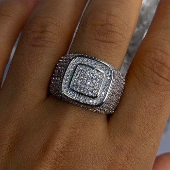 Men'S 925 Sterling Silver CZ Ring Size 12
