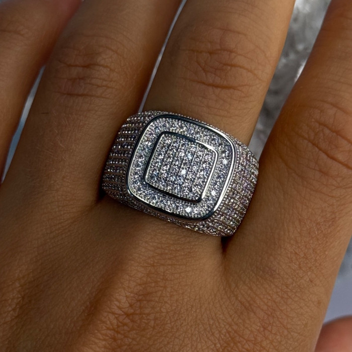 Men'S 925 Sterling Silver CZ Ring Size 12
