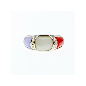 925 Sterling Silver Multicolor Nephrite Ring Size 11.75