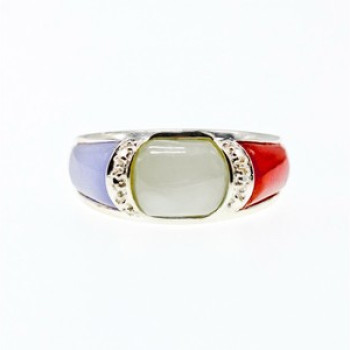 925 Sterling Silver Multicolor Nephrite Ring Size 11.75