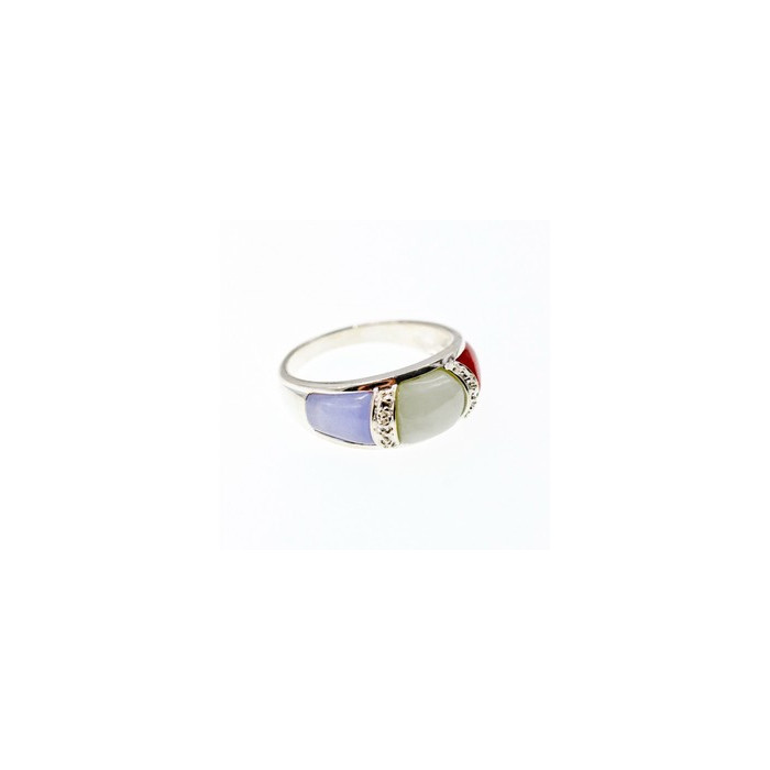 925 Sterling Silver Multicolor Nephrite Ring Size 11.75