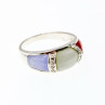 925 Sterling Silver Multicolor Nephrite Ring Size 11.75
