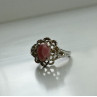 925 Sterling Silver Pink Agate Ring Size 6