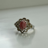 925 Sterling Silver Pink Agate Ring Size 6