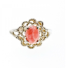 925 Sterling Silver Pink Agate Ring Size 6