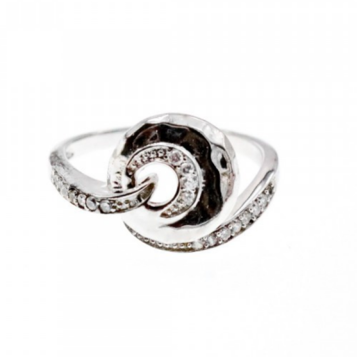 925 Sterling Silver CZ Ring Size 6.5 Italy