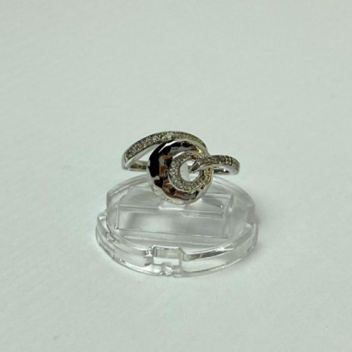 925 Sterling Silver CZ Ring Size 6.5 Italy