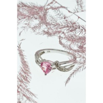 925 Sterling Silver Pink Spinel & CZ Ring Size 7