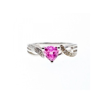 925 Sterling Silver Pink Spinel & CZ Ring Size 7