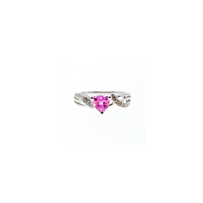 925 Sterling Silver Pink Spinel & CZ Ring Size 7