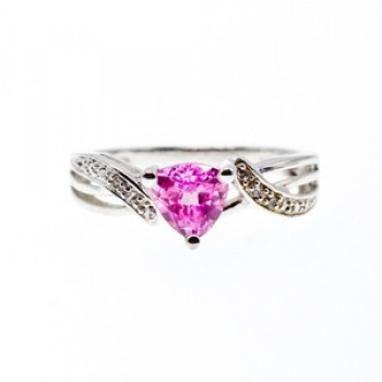 925 Sterling Silver Pink Spinel & CZ Ring Size 7