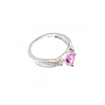 925 Sterling Silver Pink Spinel & CZ Ring Size 7