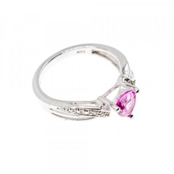 925 Sterling Silver Pink Spinel & CZ Ring Size 7