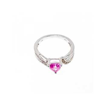 925 Sterling Silver Pink Spinel & CZ Ring Size 7