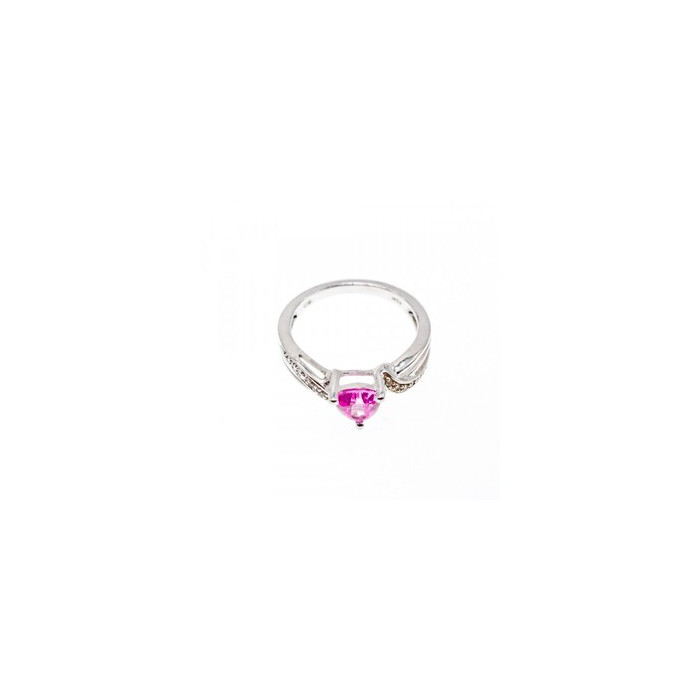 925 Sterling Silver Pink Spinel & CZ Ring Size 7