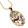 925 Sterling Silver Gold Plated Multi Gemstones Chain With Pendant
