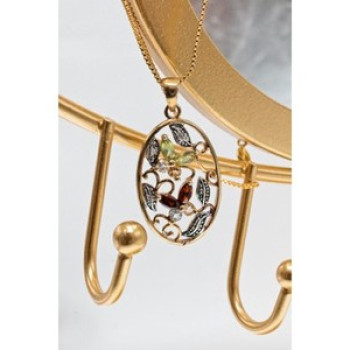 925 Sterling Silver Gold Plated Multi Gemstones Chain With Pendant
