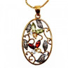 925 Sterling Silver Gold Plated Multi Gemstones Chain With Pendant