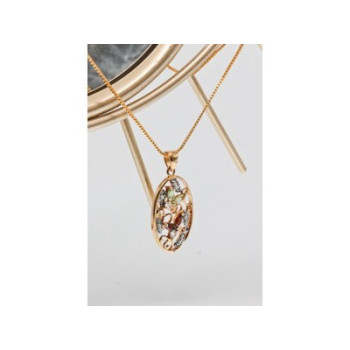 925 Sterling Silver Gold Plated Multi Gemstones Chain with Pendant